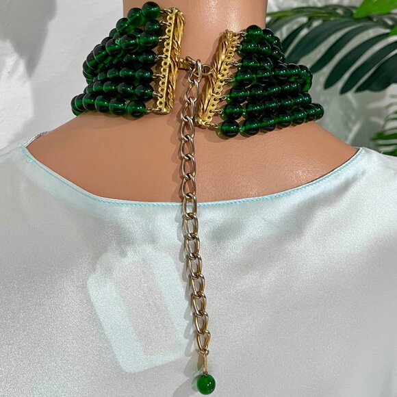 Chanel Vintage Seven Strand Green Gripoix Necklace - Picture 9 of 10